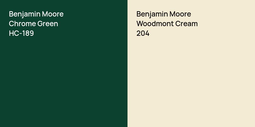 Benjamin Moore Chrome Green vs. Benjamin Moore Woodmont Cream