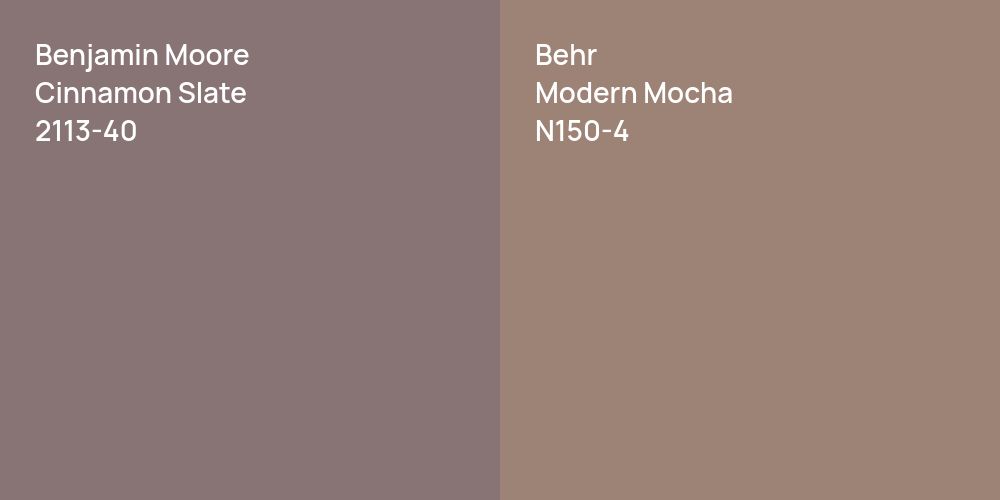 Benjamin Moore Cinnamon Slate vs. Behr Modern Mocha