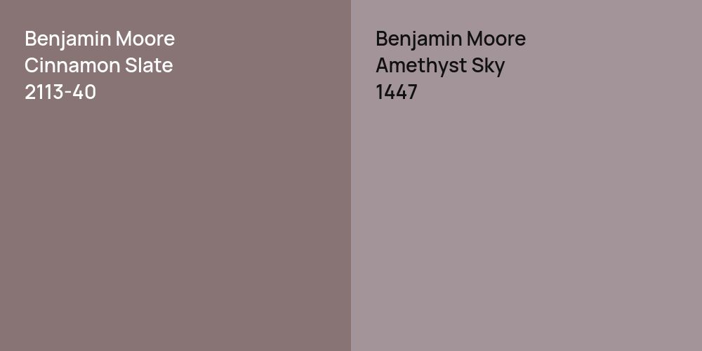 Benjamin Moore Cinnamon Slate vs. Benjamin Moore Amethyst Sky