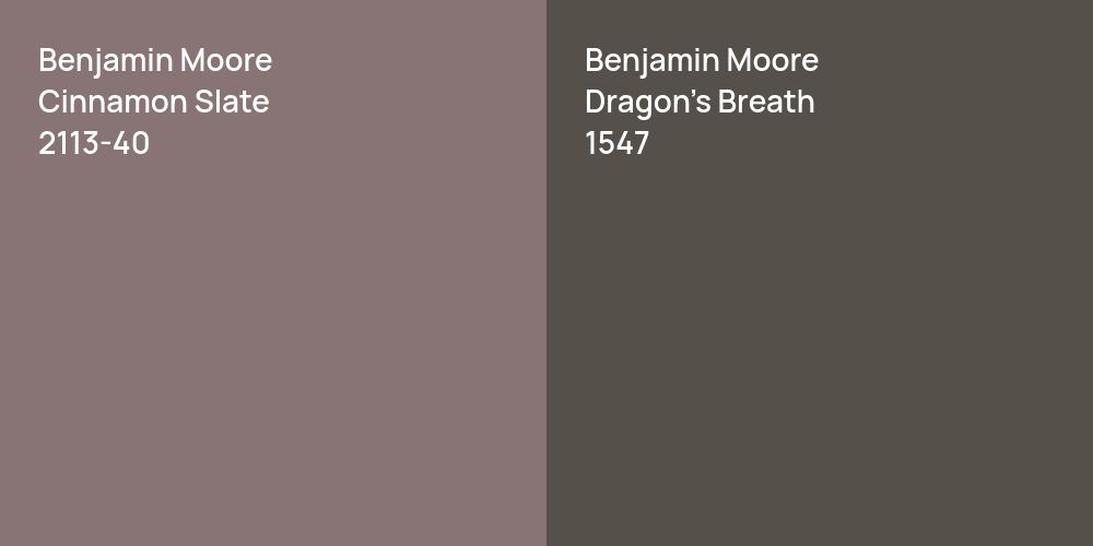 Benjamin Moore Cinnamon Slate vs. Benjamin Moore Dragon's Breath