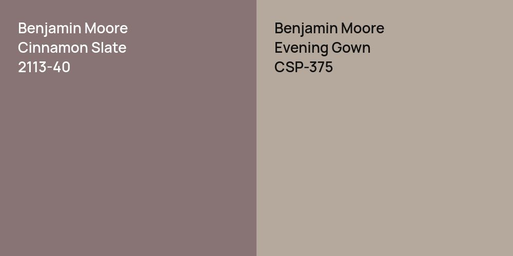 Benjamin Moore Cinnamon Slate vs. Benjamin Moore Evening Gown