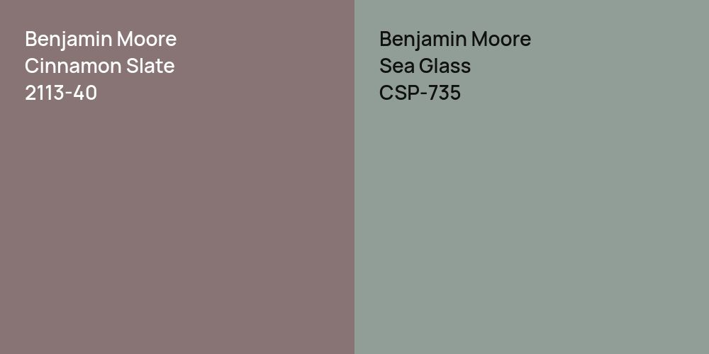 Benjamin Moore Cinnamon Slate vs. Benjamin Moore Sea Glass