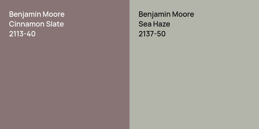 Benjamin Moore Cinnamon Slate vs. Benjamin Moore Sea Haze