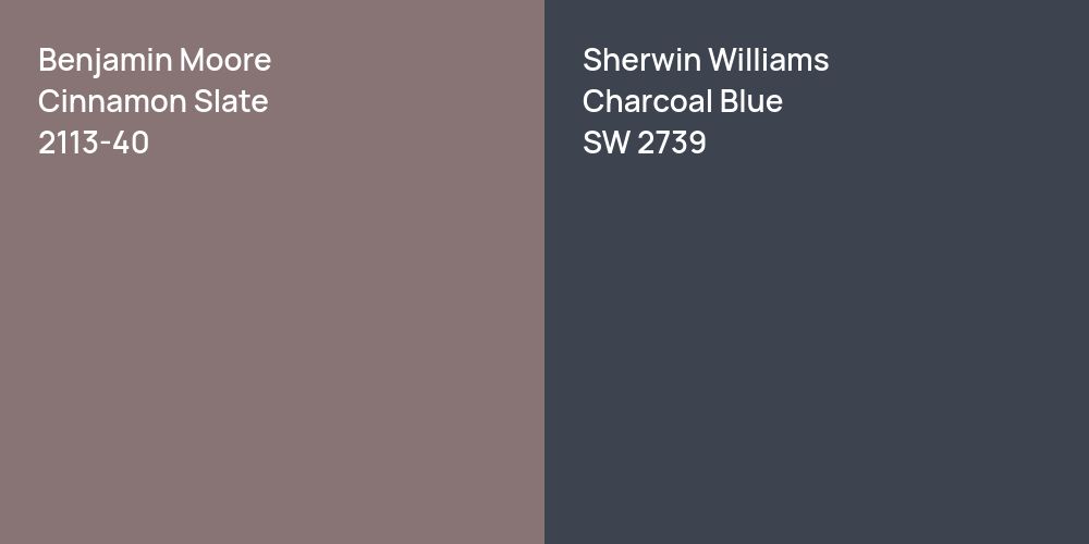 Benjamin Moore Cinnamon Slate vs. Sherwin Williams Charcoal Blue