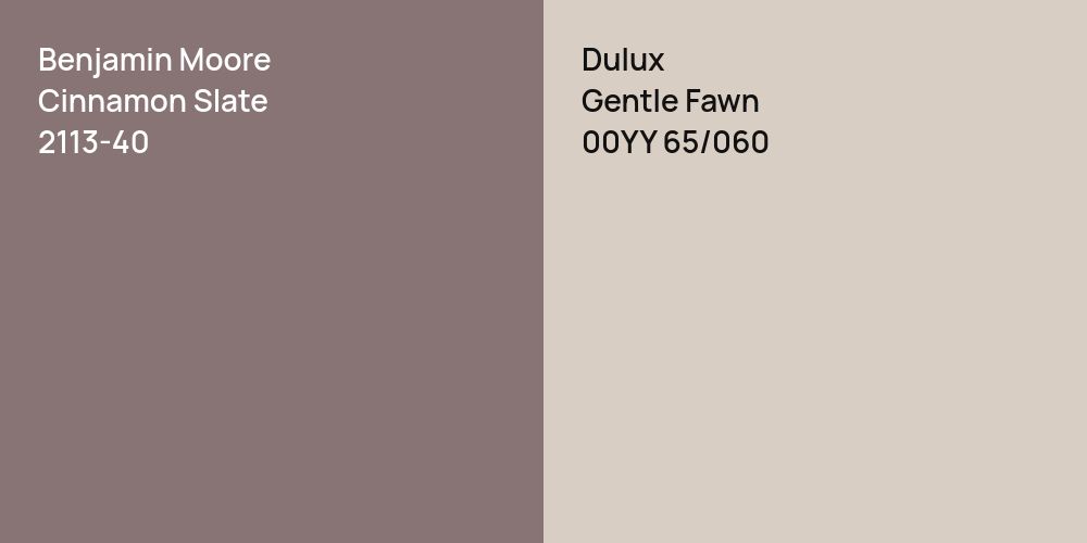 Benjamin Moore Cinnamon Slate vs. Dulux Gentle Fawn