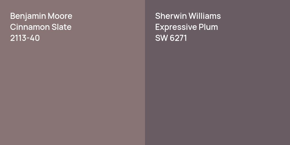 Benjamin Moore Cinnamon Slate vs. Sherwin Williams Expressive Plum