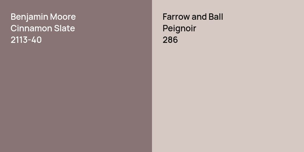 Benjamin Moore Cinnamon Slate vs. Farrow and Ball Peignoir