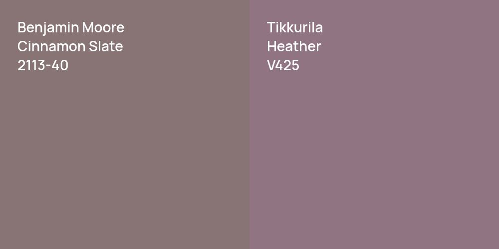 Benjamin Moore Cinnamon Slate vs. Tikkurila Heather