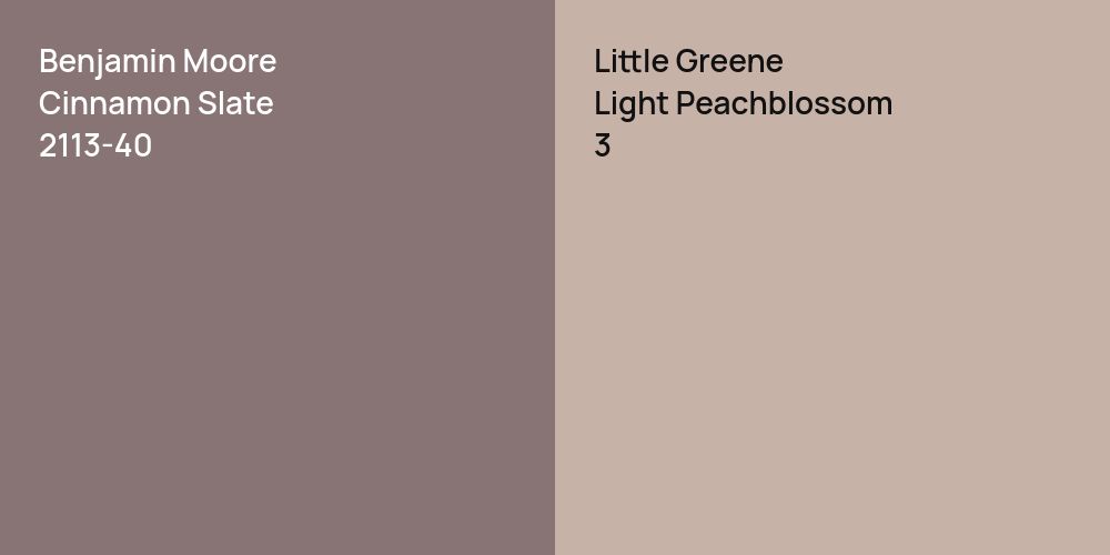 Benjamin Moore Cinnamon Slate vs. Little Greene Light Peachblossom