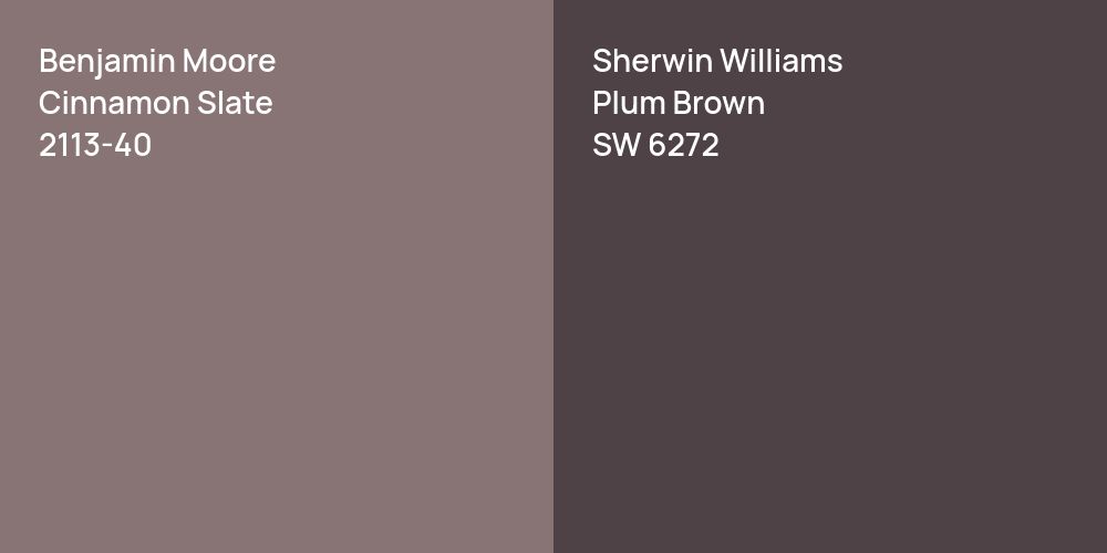 Benjamin Moore Cinnamon Slate vs. Sherwin Williams Plum Brown