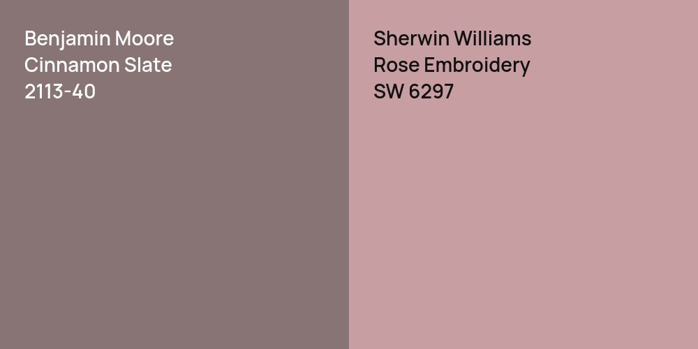 Benjamin Moore Cinnamon Slate vs. Sherwin Williams Rose Embroidery