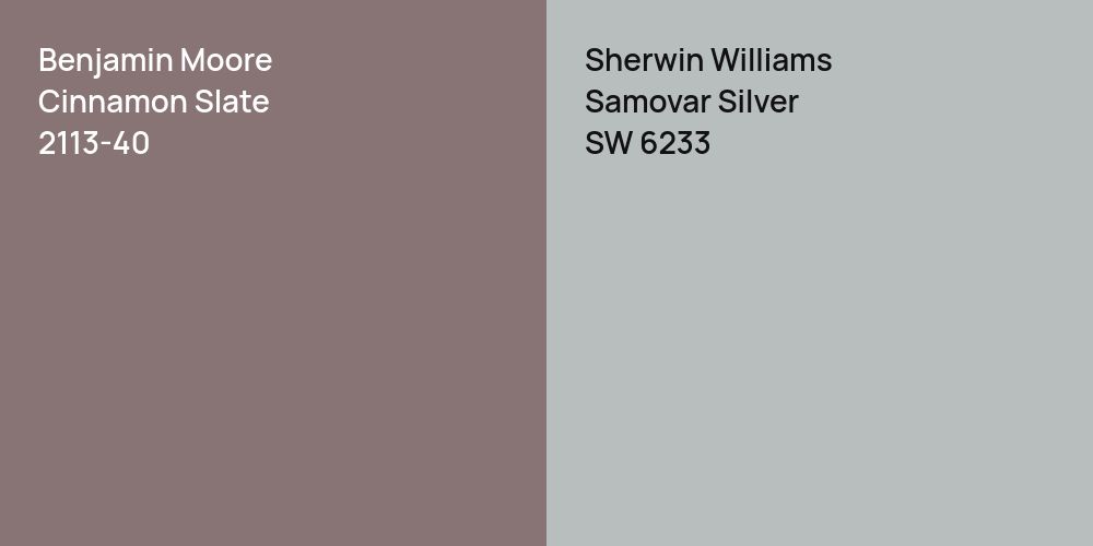 Benjamin Moore Cinnamon Slate vs. Sherwin Williams Samovar Silver