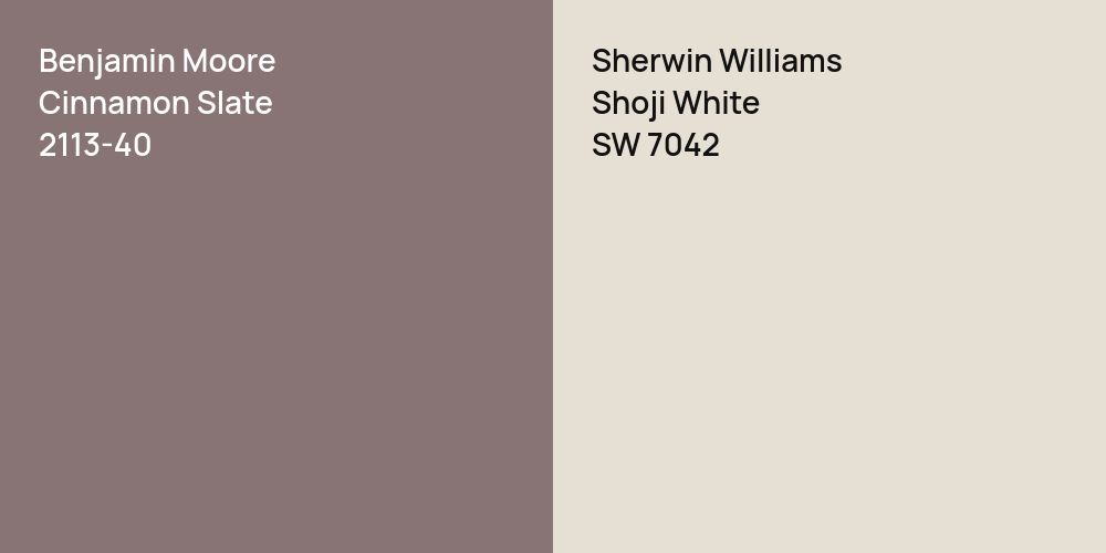 Benjamin Moore Cinnamon Slate vs. Sherwin Williams Shoji White