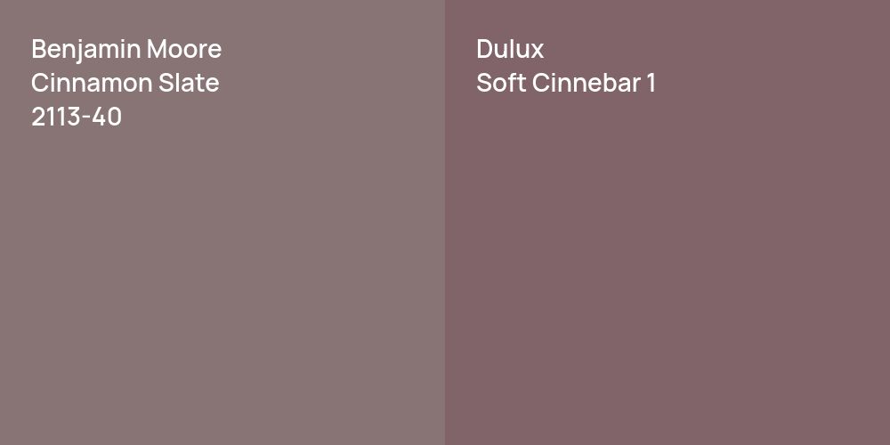 Benjamin Moore Cinnamon Slate vs. Dulux Soft Cinnebar 1