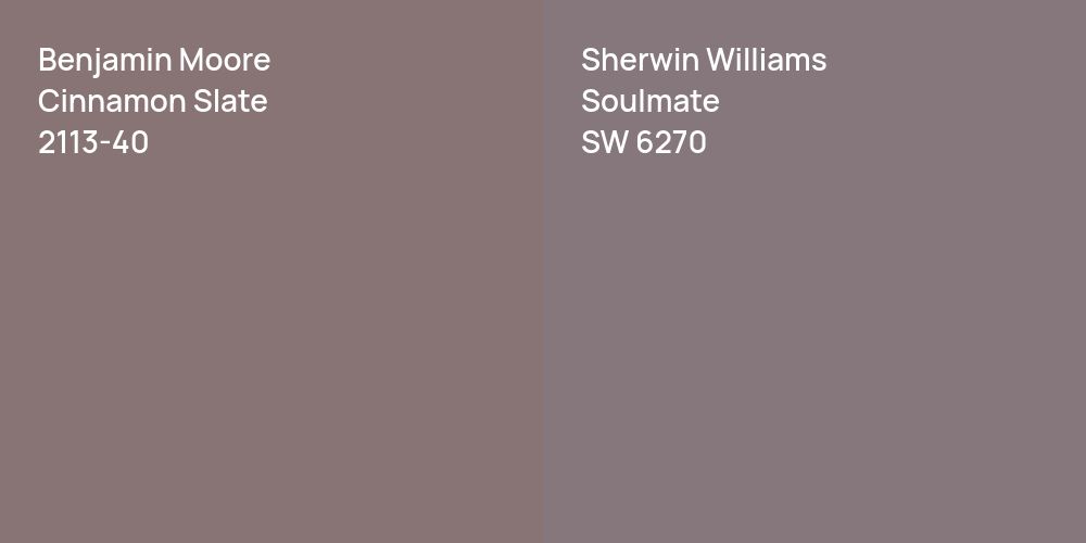 Benjamin Moore Cinnamon Slate vs. Sherwin Williams Soulmate