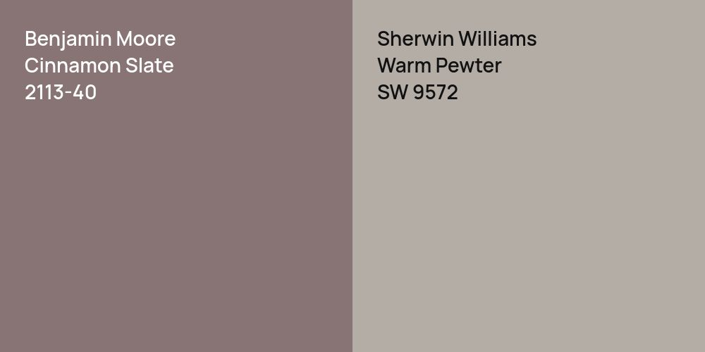 Benjamin Moore Cinnamon Slate vs. Sherwin Williams Warm Pewter