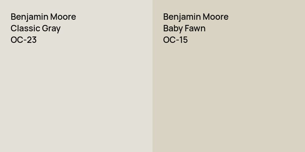 Benjamin Moore Classic Gray vs. Benjamin Moore Baby Fawn