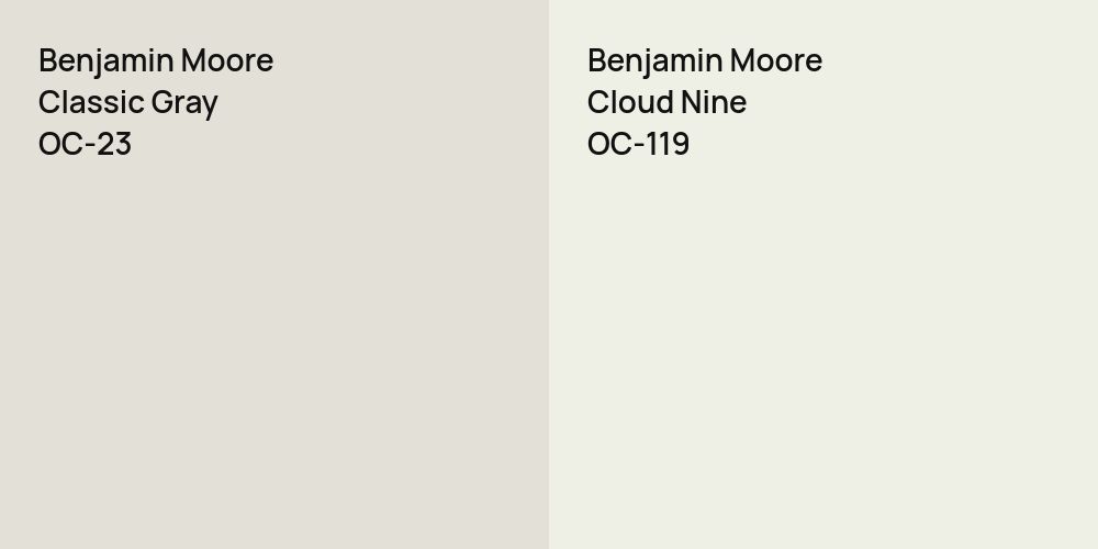 Benjamin Moore Classic Gray vs. Benjamin Moore Cloud Nine