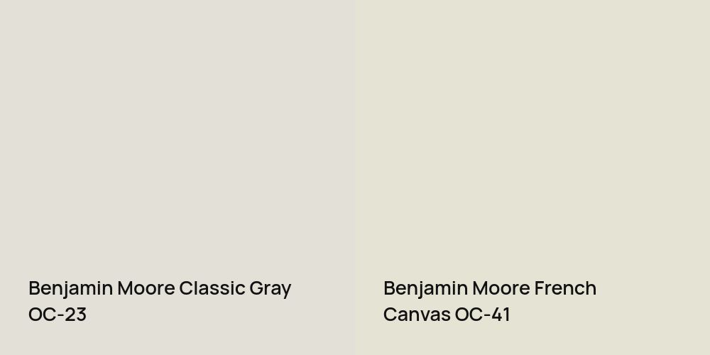 Benjamin Moore Classic Gray vs. Benjamin Moore French Canvas