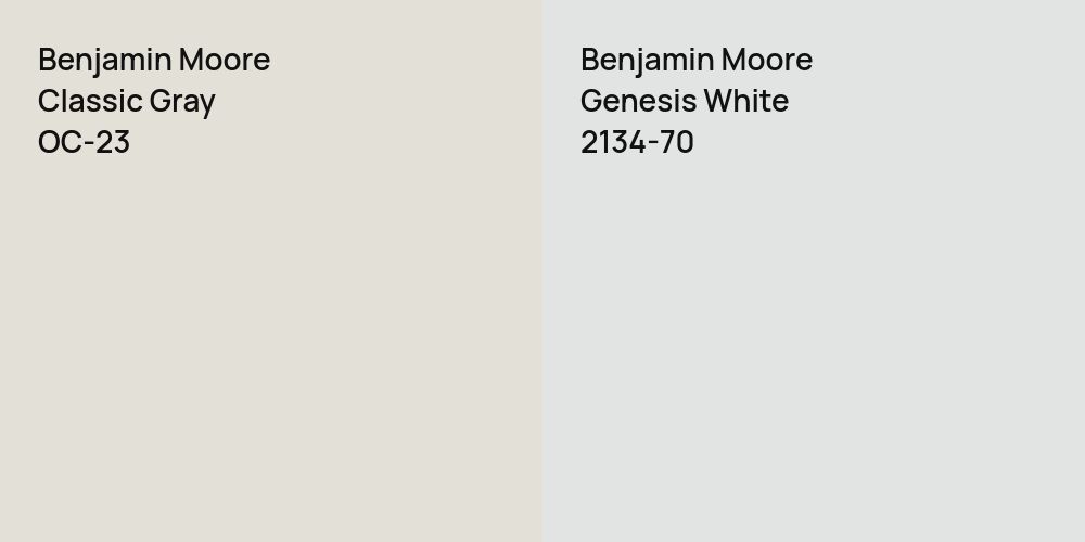 Benjamin Moore Classic Gray vs. Benjamin Moore Genesis White