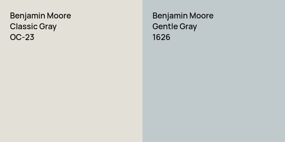 Benjamin Moore Classic Gray vs. Benjamin Moore Gentle Gray