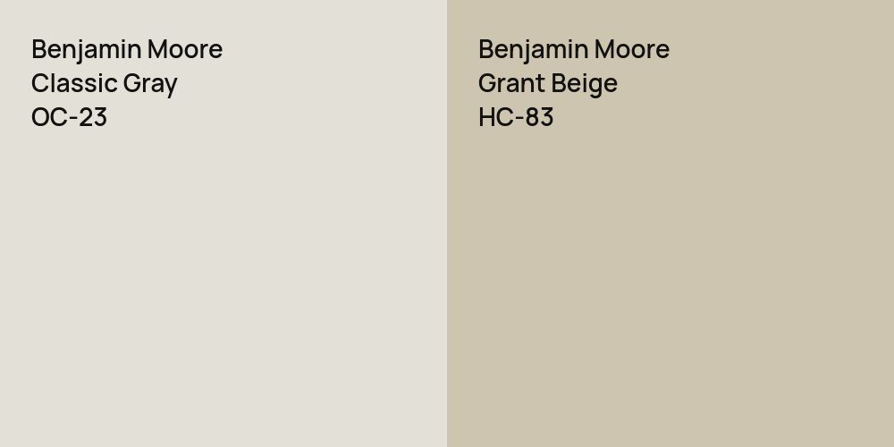 Benjamin Moore Classic Gray vs. Benjamin Moore Grant Beige