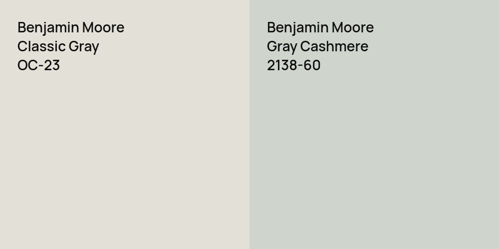 Benjamin Moore Classic Gray vs. Benjamin Moore Gray Cashmere