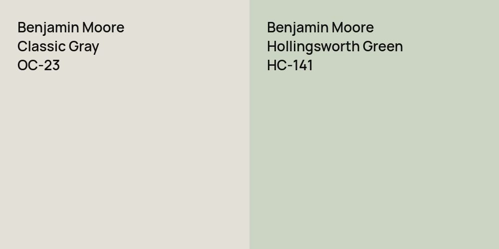 Benjamin Moore Classic Gray vs. Benjamin Moore Hollingsworth Green