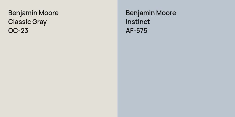 Benjamin Moore Classic Gray vs. Benjamin Moore Instinct