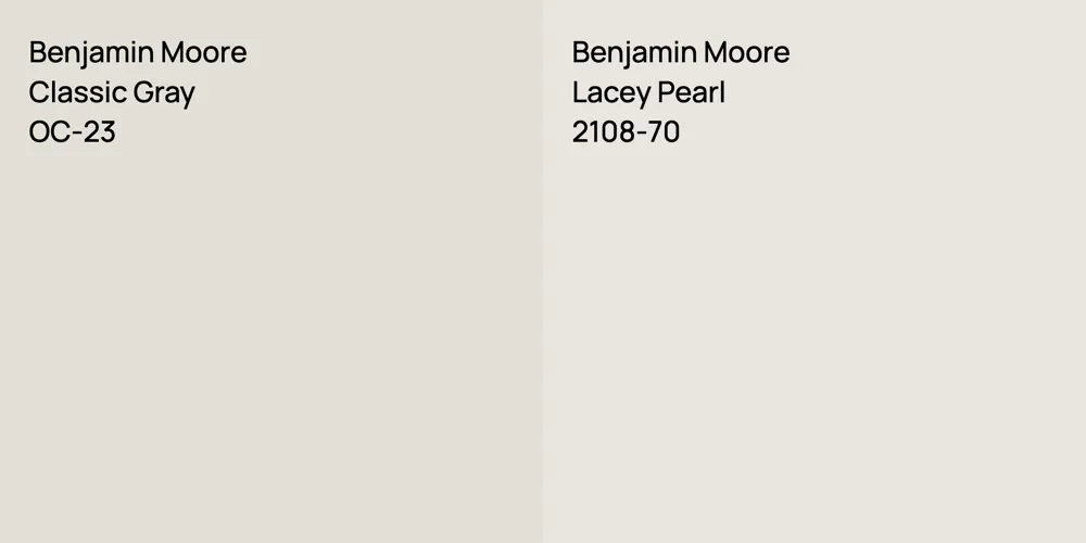 Benjamin Moore Classic Gray vs. Benjamin Moore Lacey Pearl