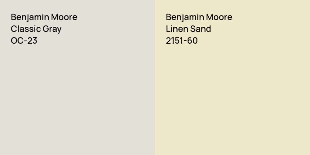 Benjamin Moore Classic Gray vs. Benjamin Moore Linen Sand