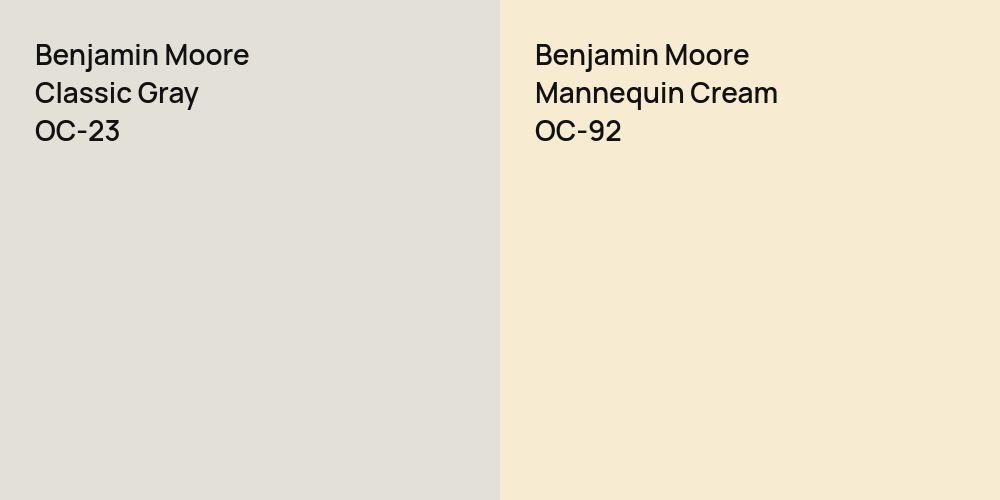 Benjamin Moore Classic Gray vs. Benjamin Moore Mannequin Cream