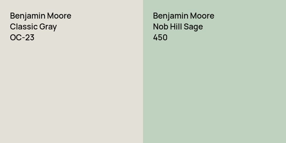 Benjamin Moore Classic Gray vs. Benjamin Moore Nob Hill Sage