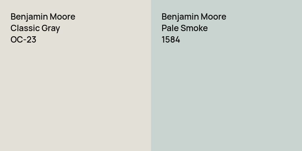 Benjamin Moore Classic Gray vs. Benjamin Moore Pale Smoke