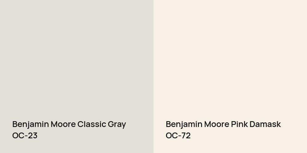 Benjamin Moore Classic Gray vs. Benjamin Moore Pink Damask