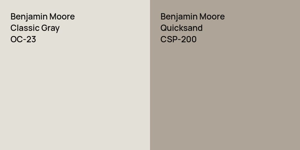 Benjamin Moore Classic Gray vs. Benjamin Moore Quicksand