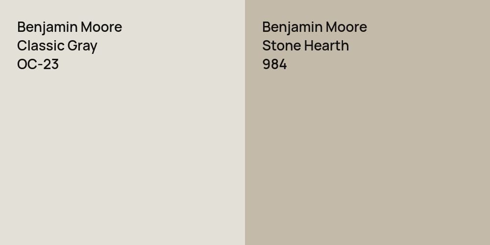 Benjamin Moore Classic Gray vs. Benjamin Moore Stone Hearth