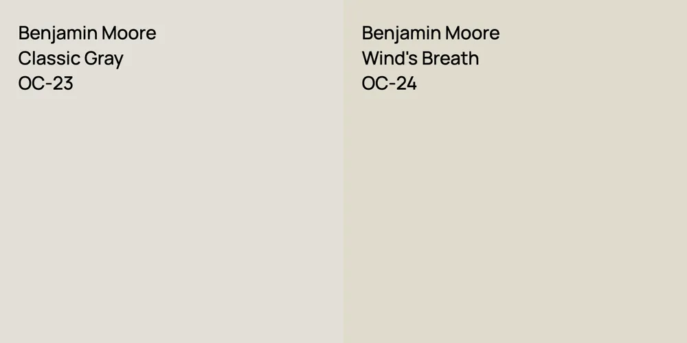 Benjamin Moore Classic Gray vs. Benjamin Moore Wind's Breath