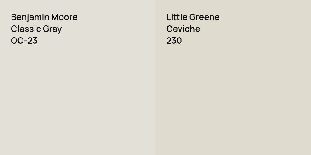 Benjamin Moore Classic Gray vs. Little Greene Ceviche