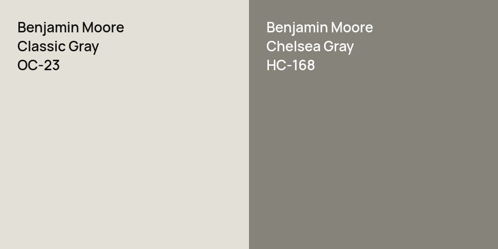 Benjamin Moore Classic Gray vs. Benjamin Moore Chelsea Gray