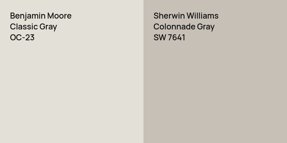 Benjamin Moore Classic Gray vs. Sherwin Williams Colonnade Gray