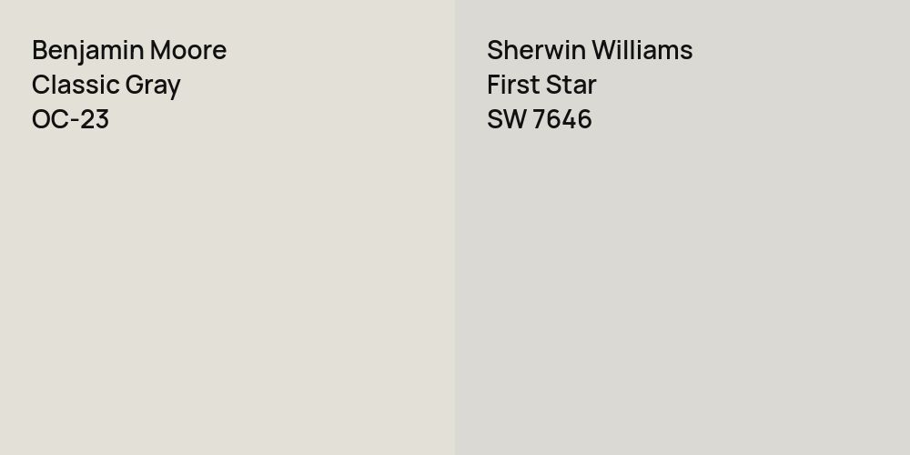 Benjamin Moore Classic Gray vs. Sherwin Williams First Star