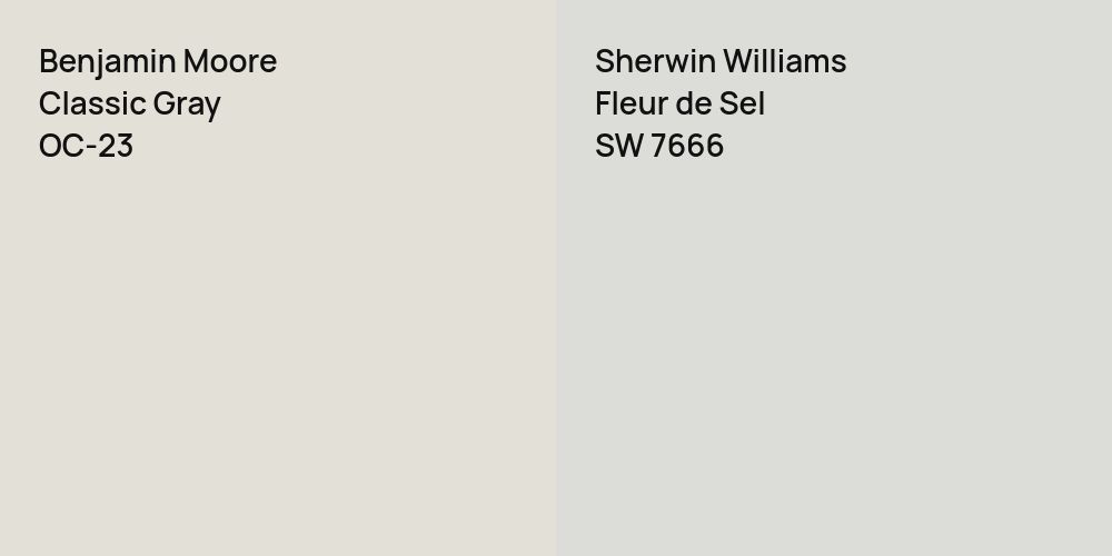 Benjamin Moore Classic Gray vs. Sherwin Williams Fleur de Sel