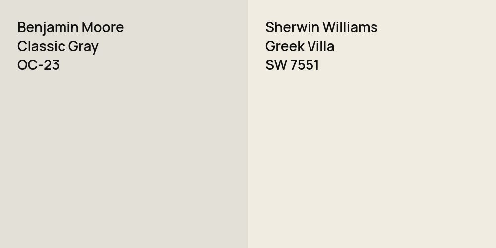 Benjamin Moore Classic Gray vs. Sherwin Williams Greek Villa