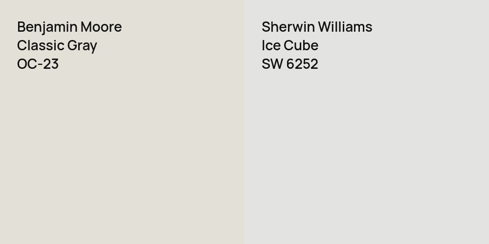 Benjamin Moore Classic Gray vs. Sherwin Williams Ice Cube