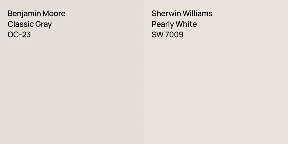 Benjamin Moore Classic Gray vs. Sherwin Williams Pearly White