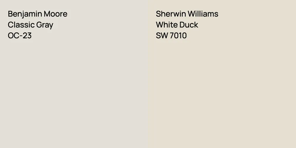 Benjamin Moore Classic Gray vs. Sherwin Williams White Duck