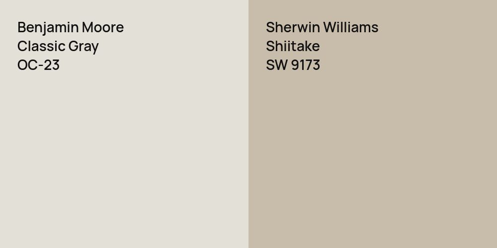 Benjamin Moore Classic Gray vs. Sherwin Williams Shiitake