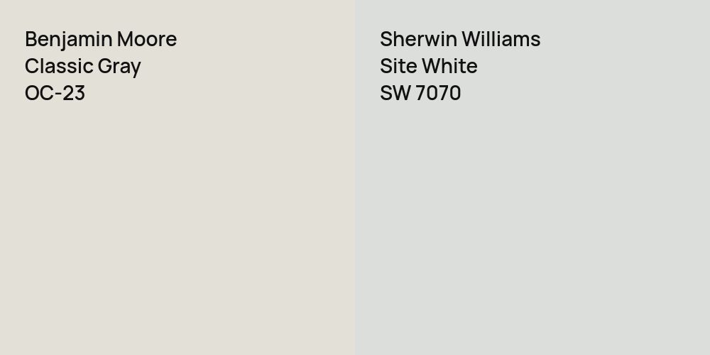 Benjamin Moore Classic Gray vs. Sherwin Williams Site White