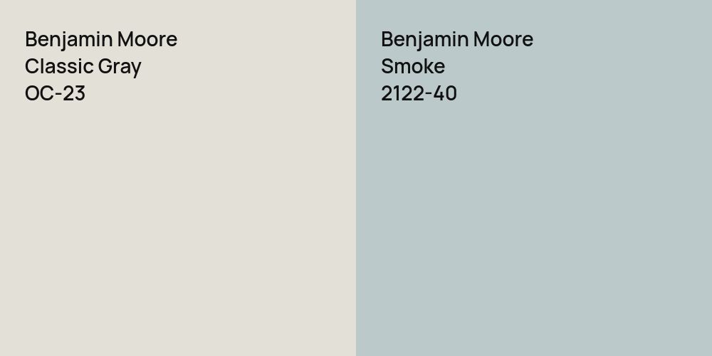 Benjamin Moore Classic Gray vs. Benjamin Moore Smoke